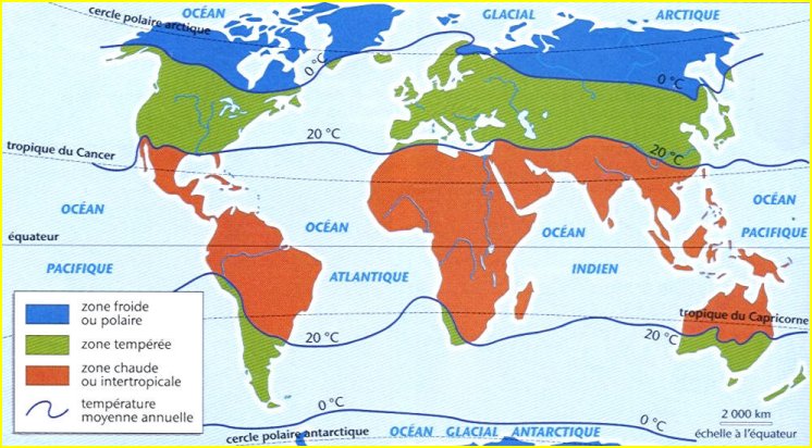 Carte des températures moyennes annuelles