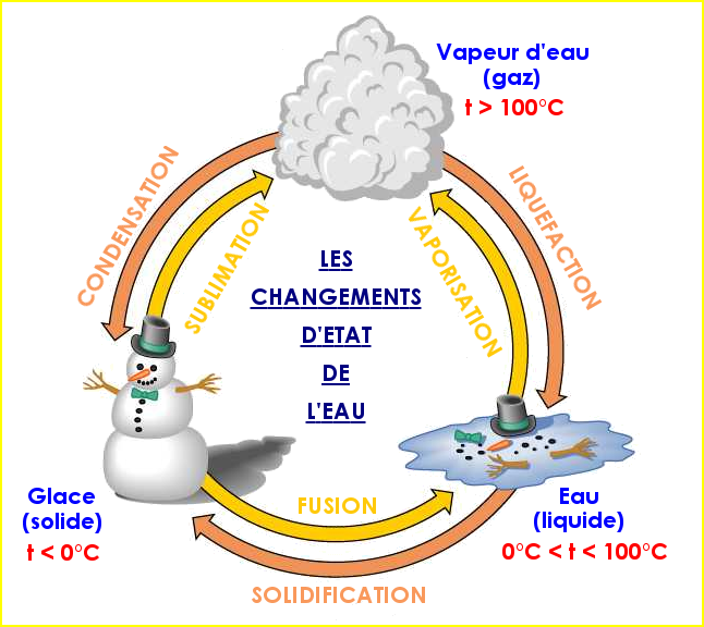 Les changements d'état de l'eau