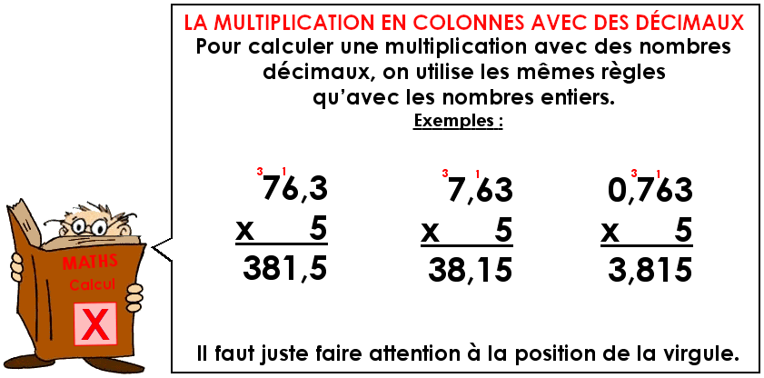 Soutien67 : Calcul - La multiplication en colonnes avec des nombres décimaux
