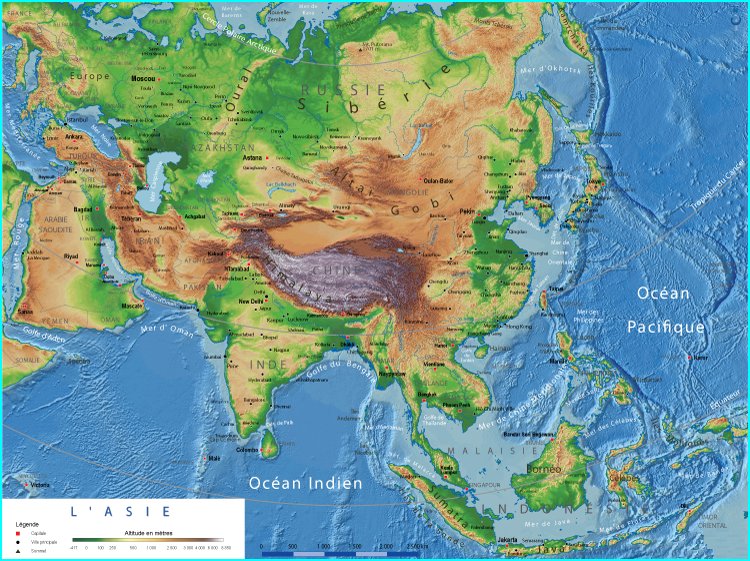 Asie - Carte physique