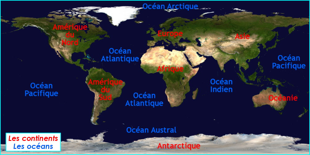 Les continents et les océans