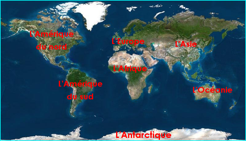 Carte de la Terre : les continents