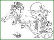 Coloriage de Toutânkhamon sur son char