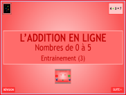 Calculer : l'addition en ligne - Nombres de 0 à 5 (3)