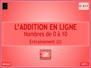 Calculer : l'addition en ligne - Nombres de 0 à 10 (2)