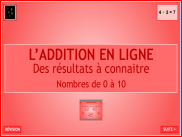 Calculer : l'addition en ligne - Nombres de 0 à 10 (4)