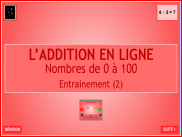 Calculer : l'addition en ligne - Nombres de 0 à 100 (2)