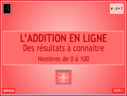 Calculer : l'addition en ligne - Nombres de 0 à 100 (3)