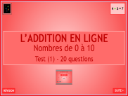 Calculer : l'addition en ligne - Questionnaire