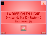 Calcul : La division en ligne - Entrainement (4)