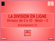 Calcul : La division en ligne - Entrainement (1)